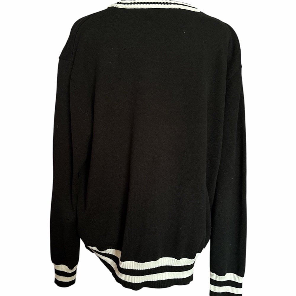 Queen of Sparkles “Workin’ 9 to 5” Black and White Tinsel Sweater- Size L - Picture 6 of 9